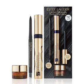 Estée Lauder Lash Drama Gift Set front view with mascara and eyeliner