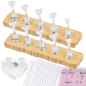 ESUOHYM Nail Stand Set with wooden bases and extra-high nail tips