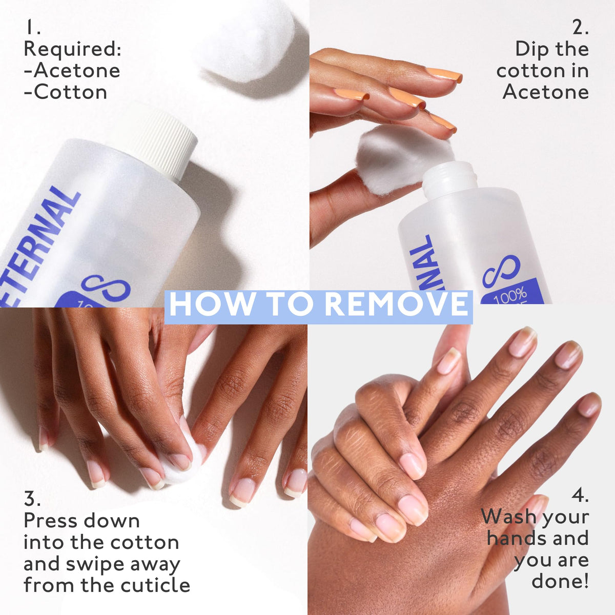 Eternal 100% Pure Acetone Nail Polish Remover in a beauty setup