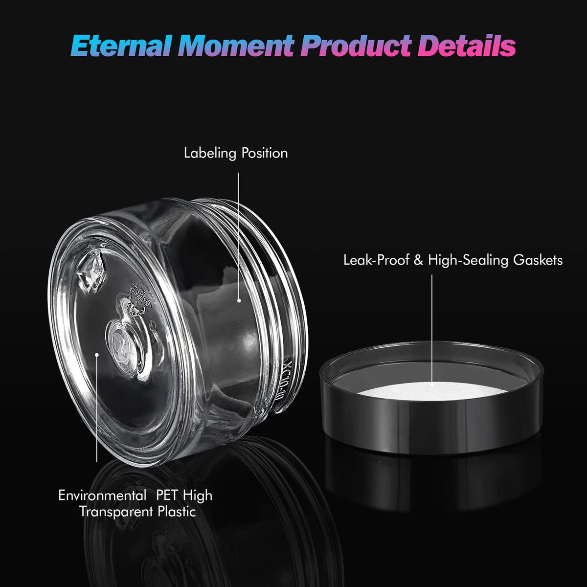 Eternal Moment 1oz plastic jars displayed on a shelf
