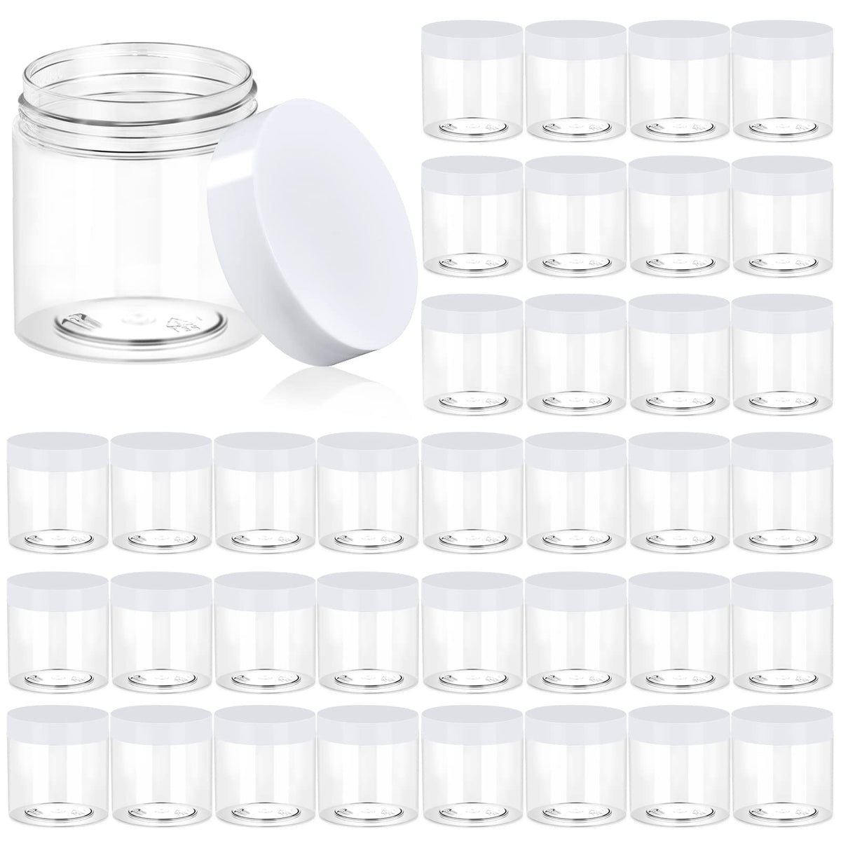 Eternal Moment 36 pack 4 oz clear plastic jars with lids front view