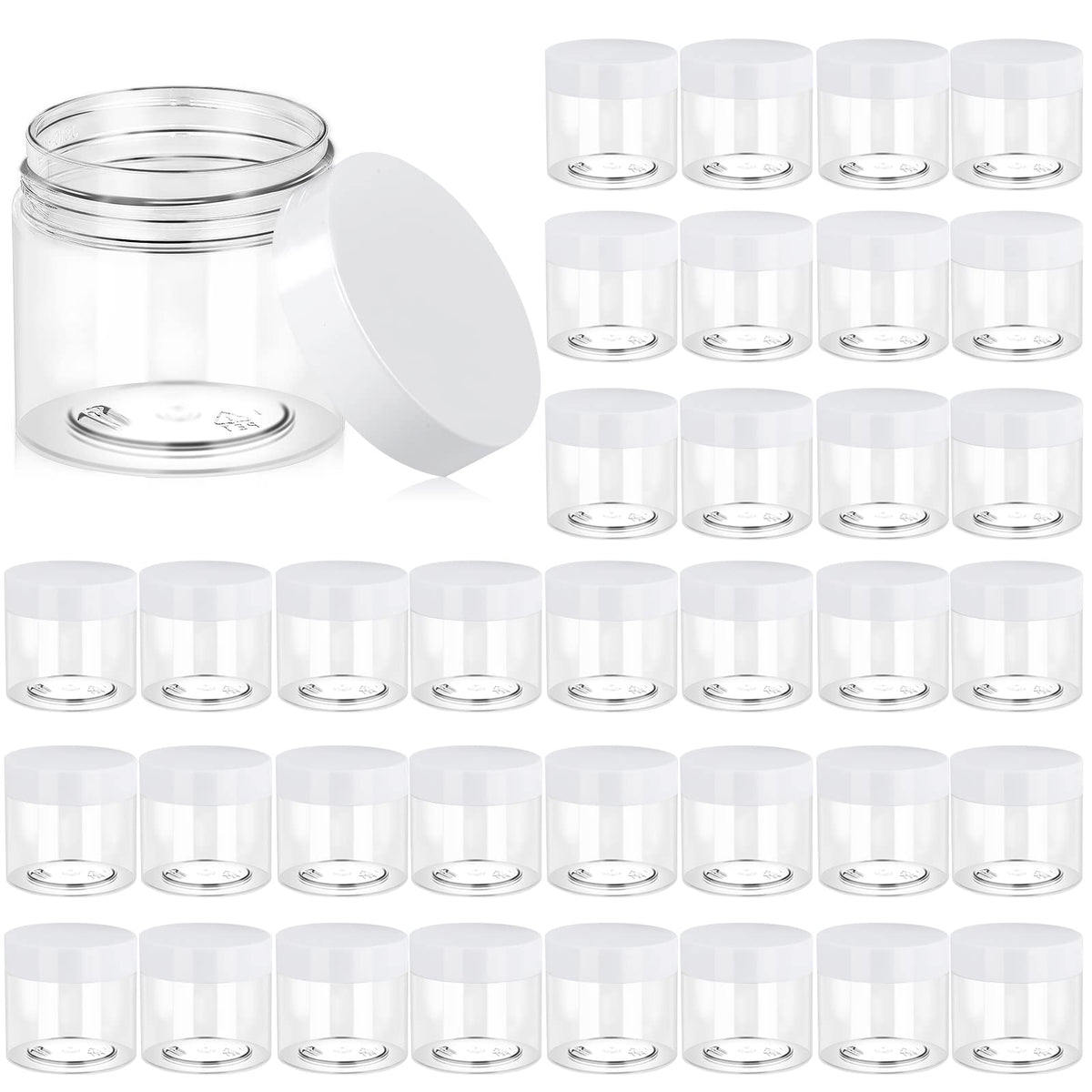 Eternal Moment 36 pack 6 OZ clear plastic jars with lids front view