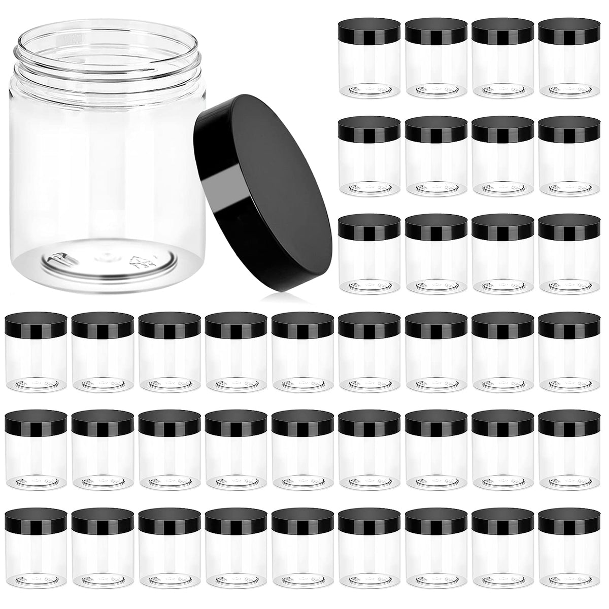 Eternal Moment 36 pack 8 OZ clear plastic jars with screw-on lids