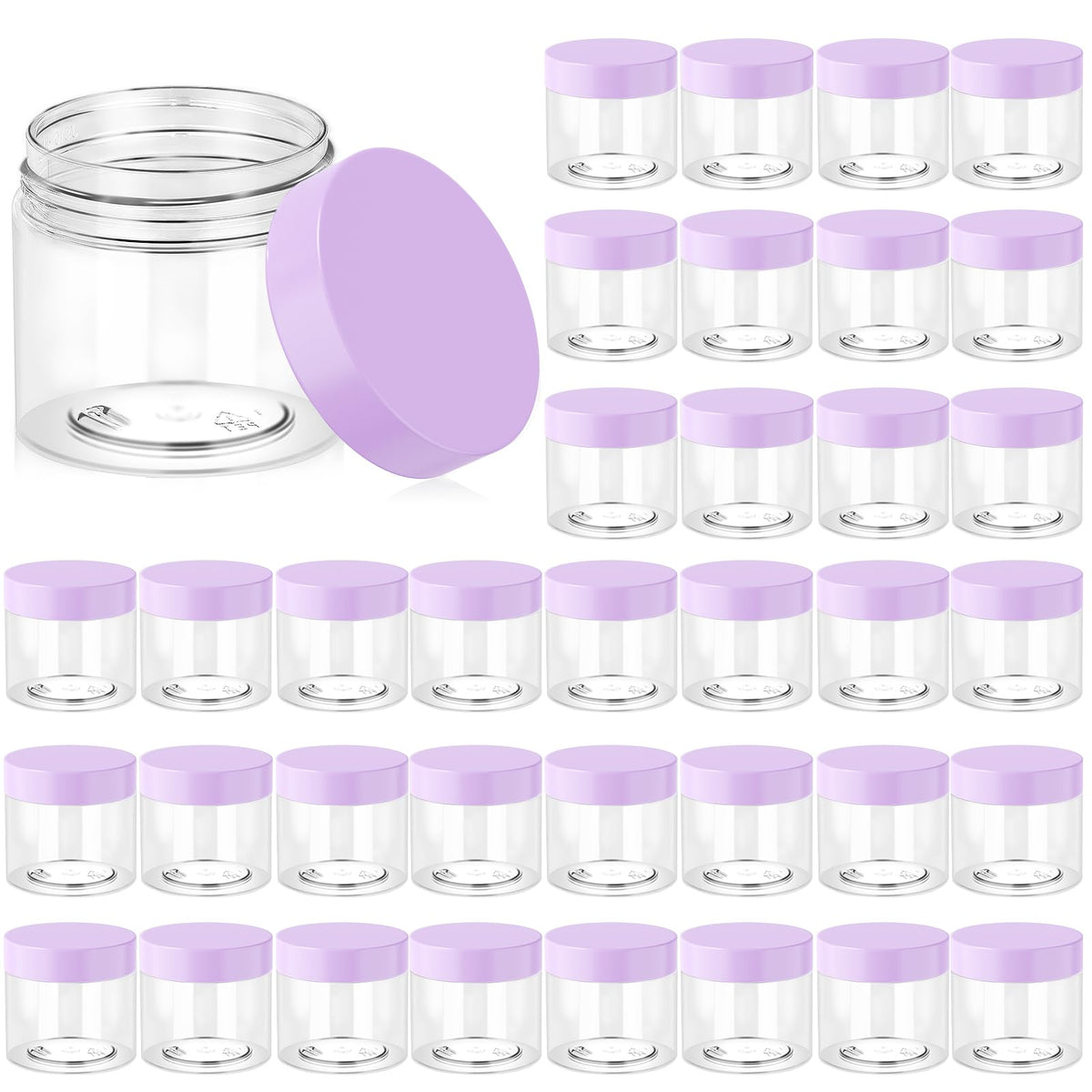 Eternal Moment 36 pack clear plastic jars with lids front view