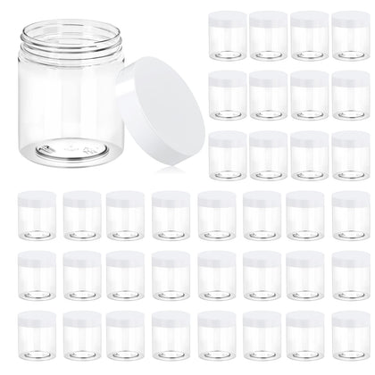 Eternal Moment 36 pack clear plastic jars with lids, front view