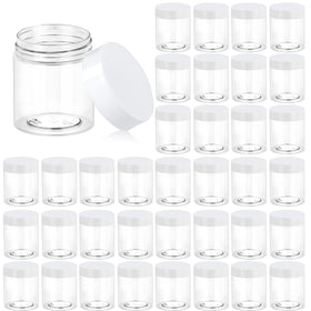 Eternal Moment 36 pack of 3 OZ clear plastic jars with lids front view