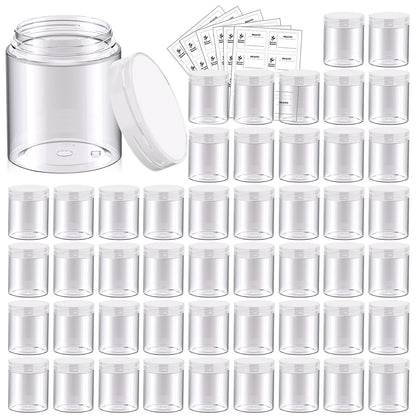 Eternal Moment 48 pack 8 oz plastic jars clear with lids front view