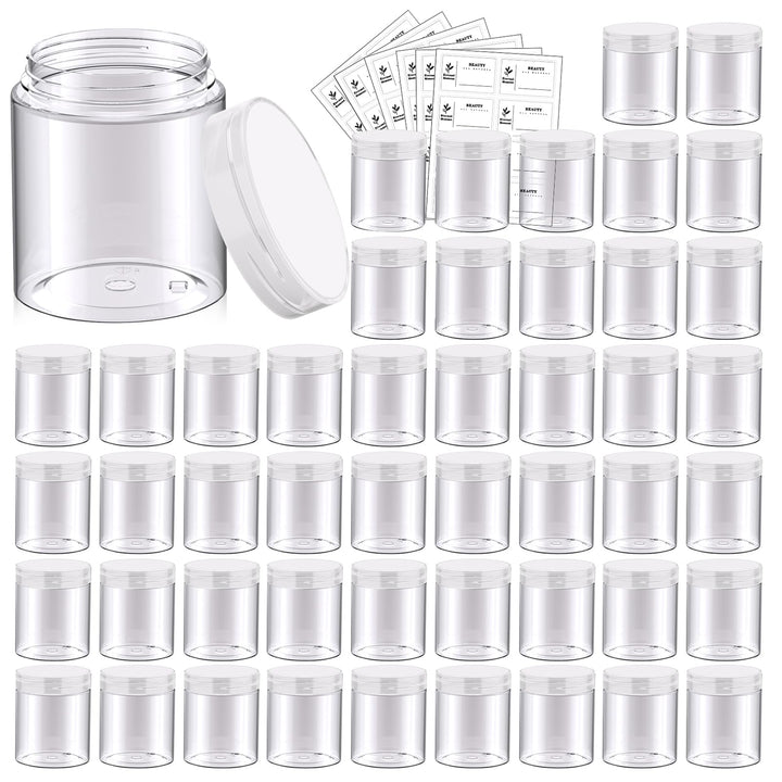 Eternal Moment 48 pack 8 oz plastic jars clear with lids front view