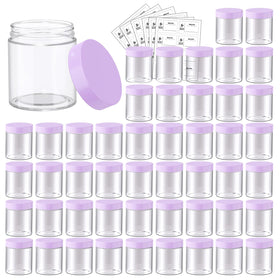 Eternal Moment 48 pack of 8 oz clear plastic jars with purple lids