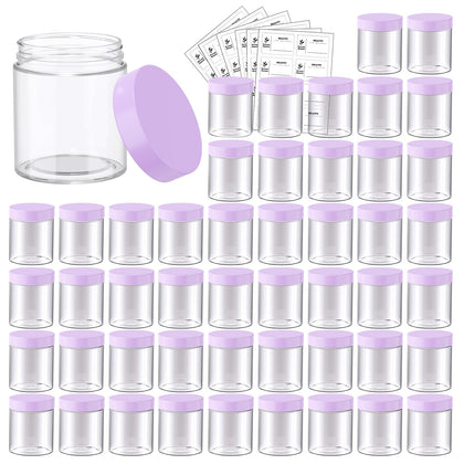 Eternal Moment 48 pack of 8 oz clear plastic jars with purple lids