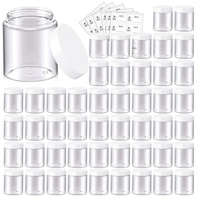 Eternal Moment 48 pack of clear 8oz plastic jars with white lids