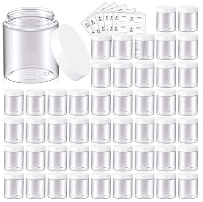 Eternal Moment 48 pack of clear 8oz plastic jars with white lids