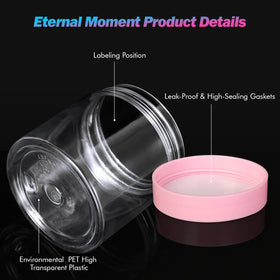 Eternal Moment 4oz plastic jars displayed on a shelf