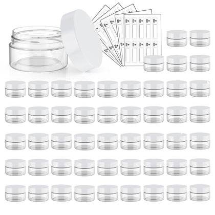 Eternal Moment 50 pack 1oz plastic jars with white lids arranged