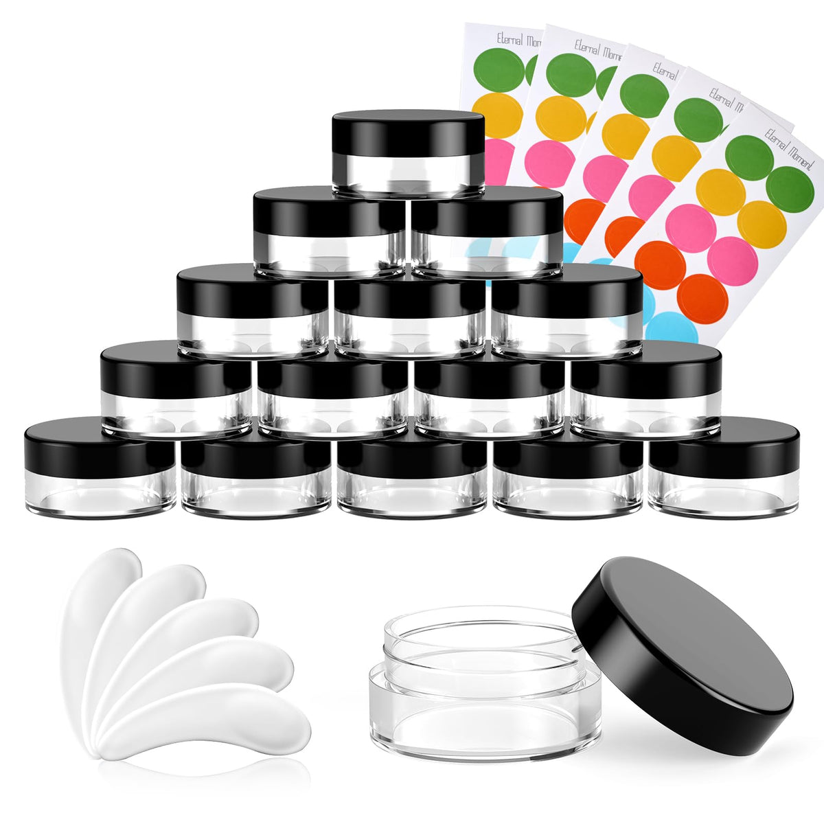 Eternal Moment 50 pack 5g sample containers with black lids