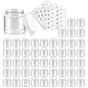 Eternal Moment 50 Pack clear plastic jars with lids arranged