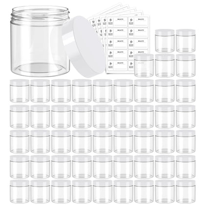 Eternal Moment 50 pack clear plastic jars with white lids