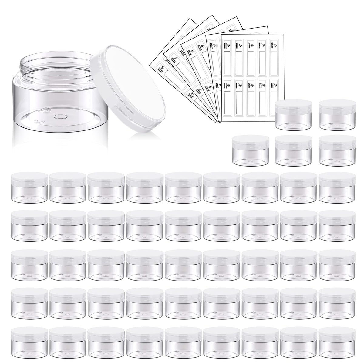 Eternal Moment 50 pack of 1oz clear plastic jars with lids