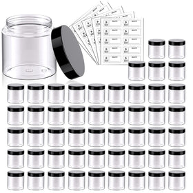Eternal Moment 50 pack of clear 2oz plastic jars with black lids
