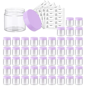 Eternal Moment 50 pack of clear 2oz plastic jars with purple lids