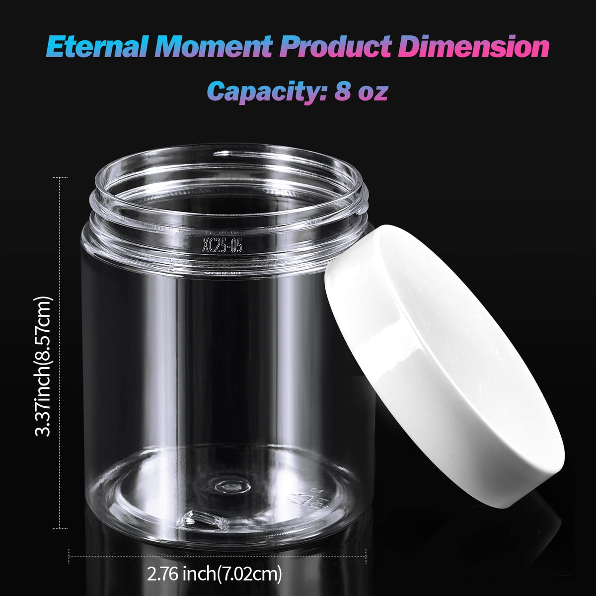 Eternal Moment 8 oz plastic jar with screw-on lid and foam liner