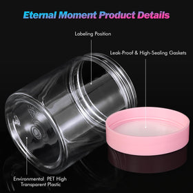 Eternal Moment 8 oz plastic jars arranged on a shelf