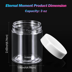 Eternal Moment clear plastic jar with screw-on lid and foam liner