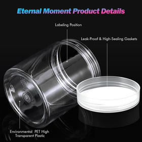 Eternal Moment jars displayed on a shelf, showing contents