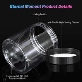 Eternal Moment jars displayed on a shelf with various contents