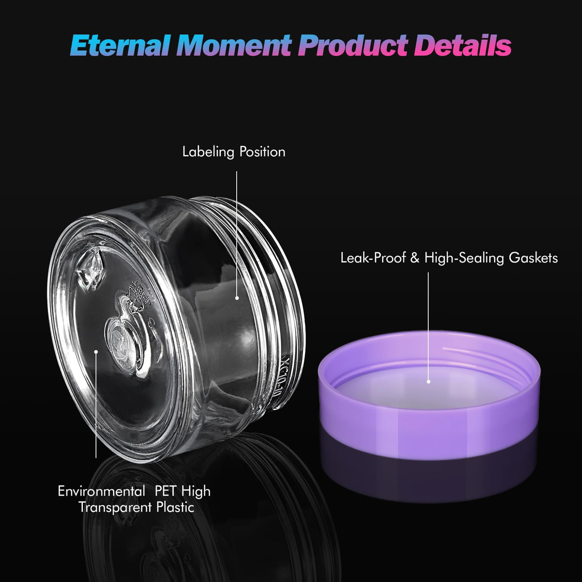 Eternal Moment jars displayed with spatulas and labels