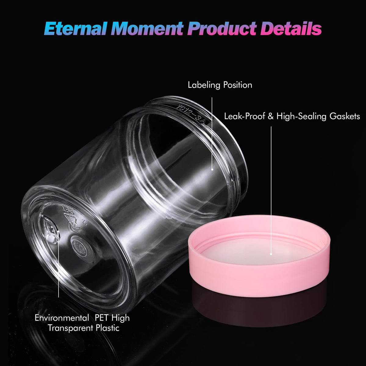 Eternal Moment jars showing airtight seal feature