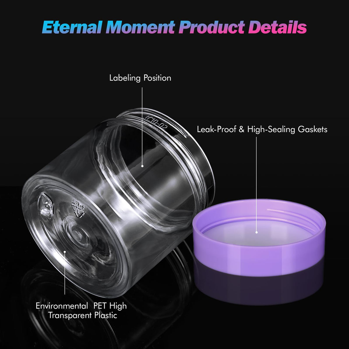 Eternal Moment jars with labels and spatulas included