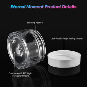 Eternal Moment jars with labels and spatulas on display