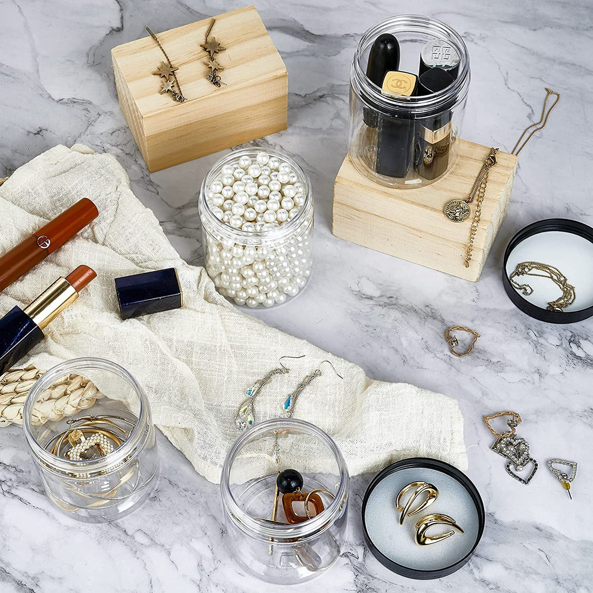 Eternal Moment jars with various DIY craft items inside