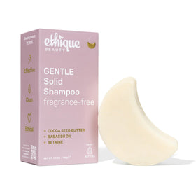 Ethique Gentle Unscented Shampoo Bar front view with cocoa butter