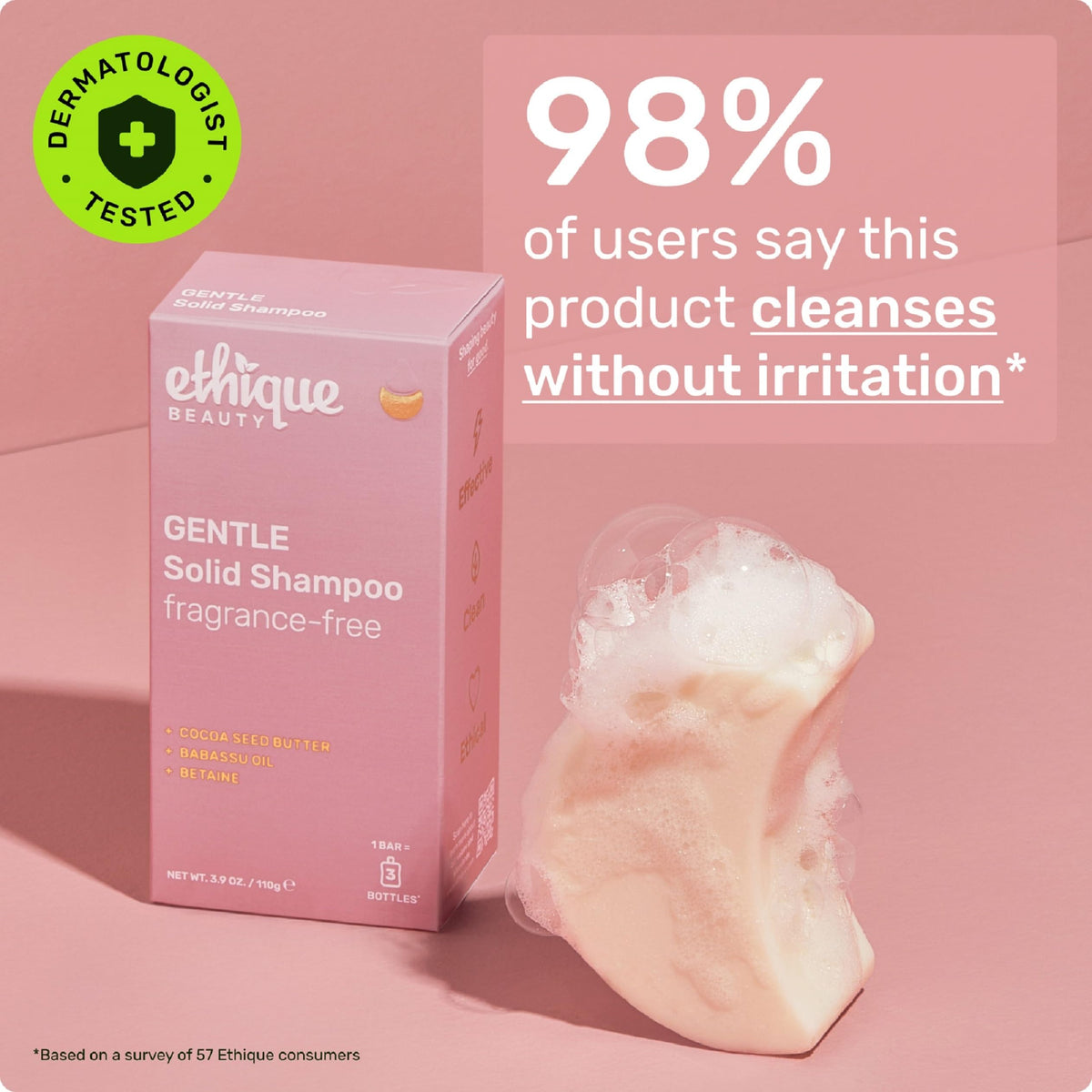 Ethique Gentle Unscented Shampoo Bar in a gym bag