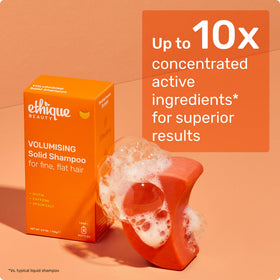 Ethique Volumizing Shampoo Bar on a bathroom counter