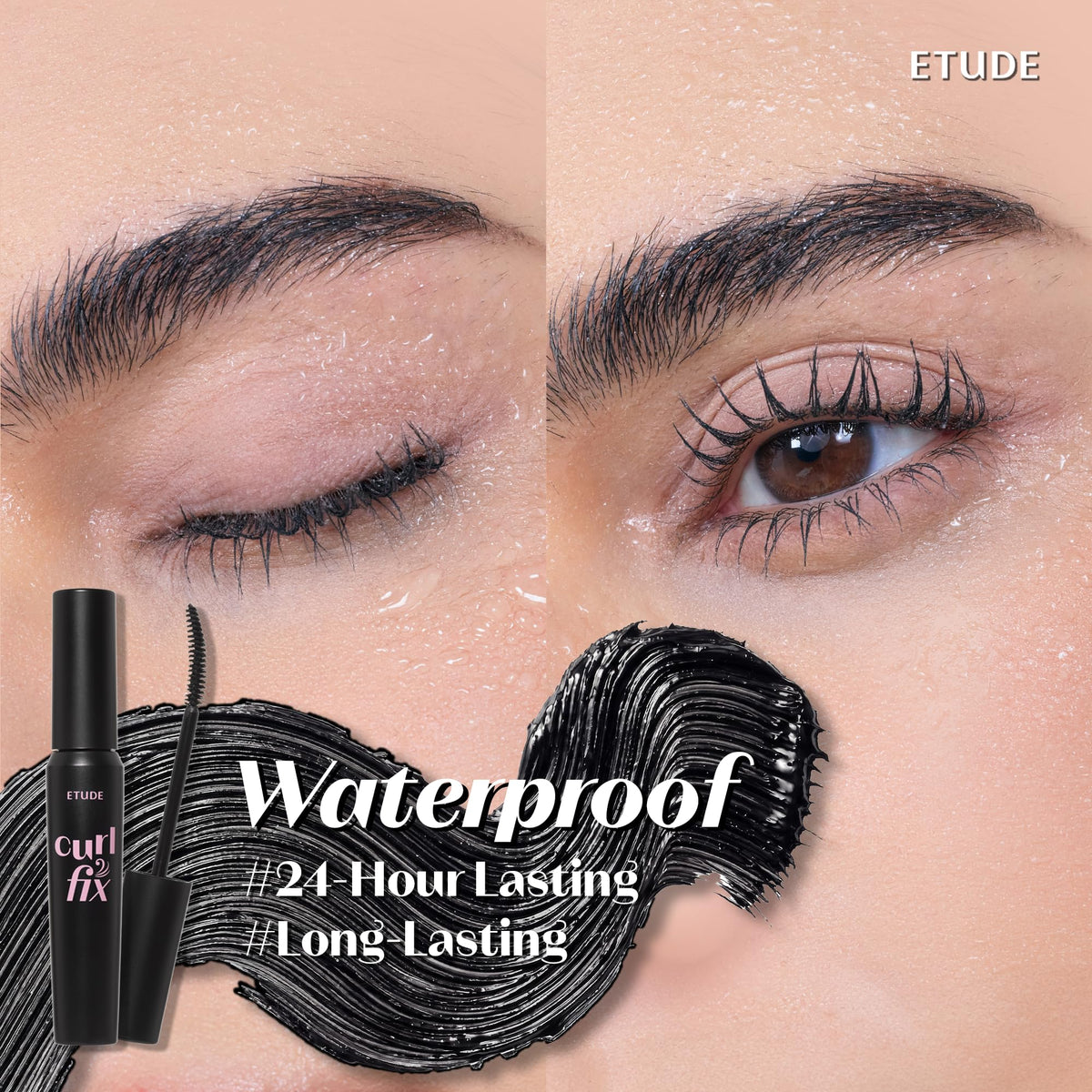 ETUDE Curl Fix Mascara brush showing dense bristles