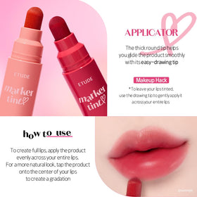 ETUDE Dear Darling Marker Tint Milk Strawberry with other makeup products