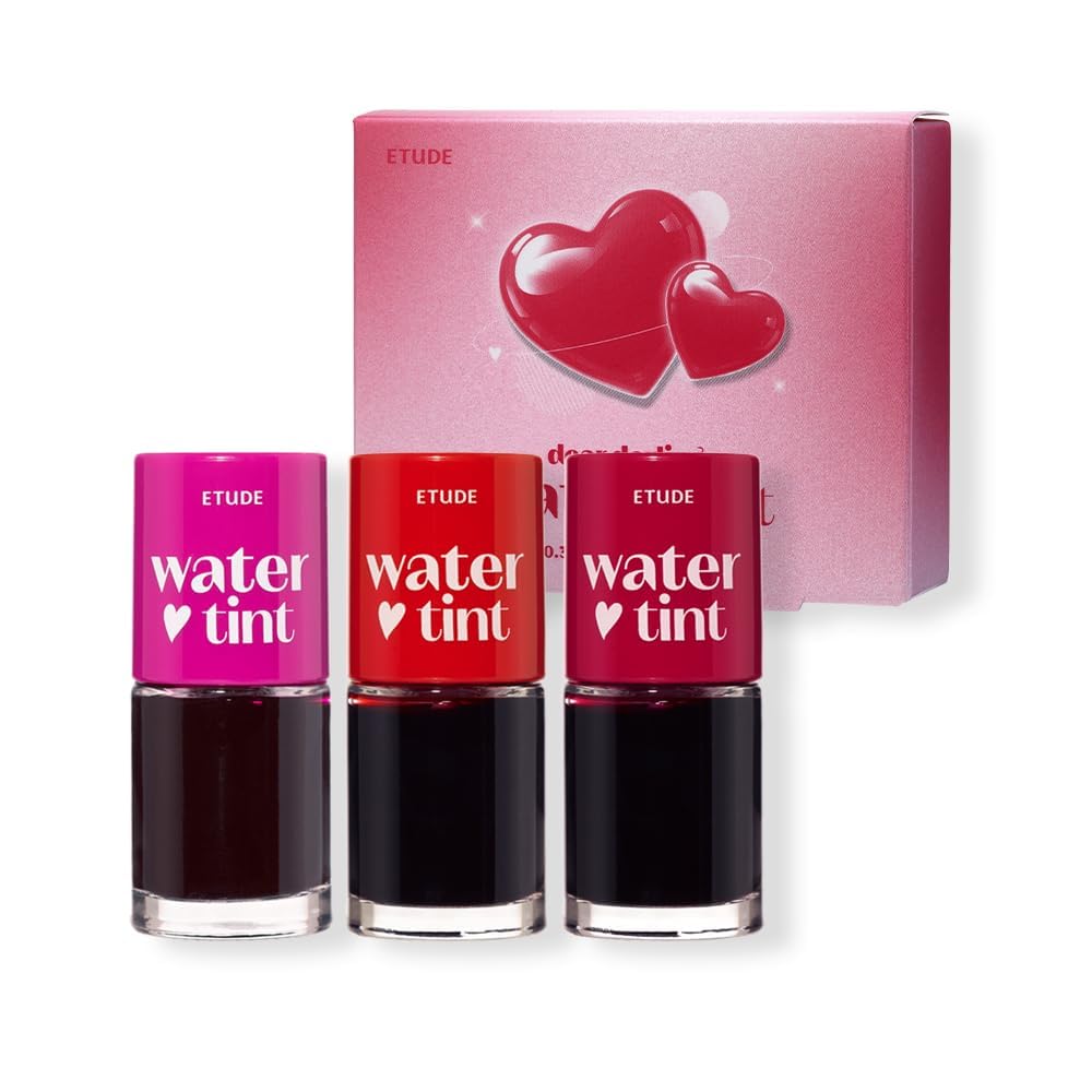 ETUDE Dear Darling Water Tint Lip and Cheek Stain Set in a makeup bag