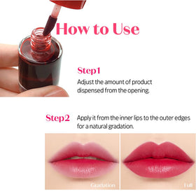 ETUDE Dear Darling Water Tint Lip Stain texture on lips
