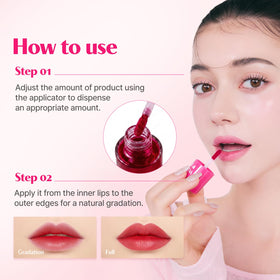 ETUDE Dear Darling Water Tint Lip Stain texture on lips