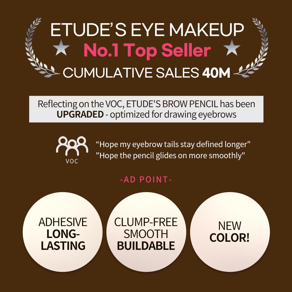 ETUDE Drawing Eye Brow Pencil Gray Brown showing triangular shape