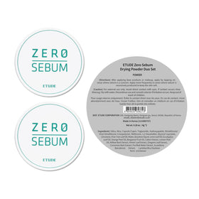ETUDE Zero Sebum Loose Setting Powder Duo with applicator and powder close-up