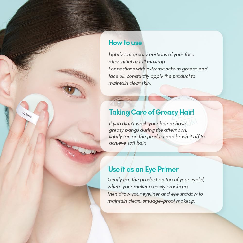 ETUDE Zero Sebum Loose Setting Powder in use during makeup