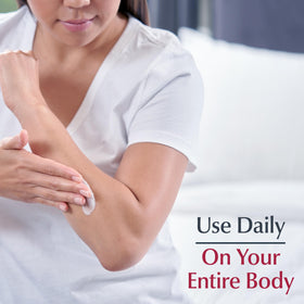 Eucerin Advanced Repair Body Cream jar with a measuring spoon