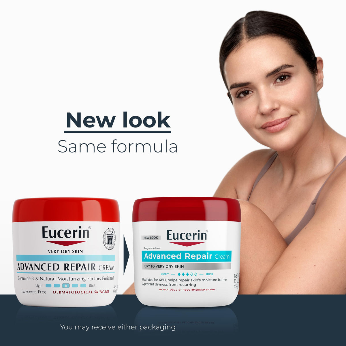Eucerin Advanced Repair Body Cream lid and label close-up
