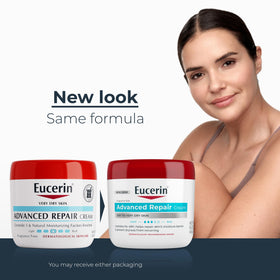 Eucerin Advanced Repair Body Cream lid and label close-up