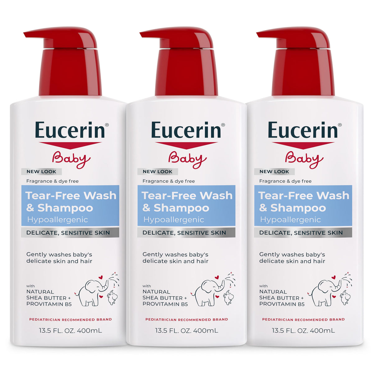 Eucerin Baby Unscented Shampoo and Body Wash 13.5 oz front view