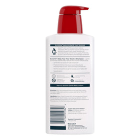 Eucerin Baby Unscented Shampoo and Body Wash in a bathroom setting